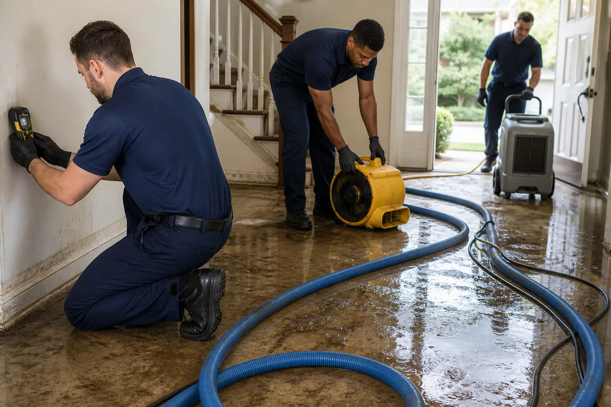 Restoration crew working in Houston, TX